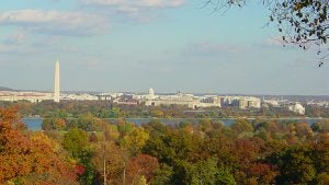 view of washington dc from across the Potomac 