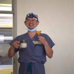Dr. Ikeda in typical work gear