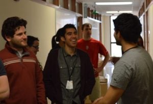 UVA B.I.G. Students chatting and hangin out in the student lounge.