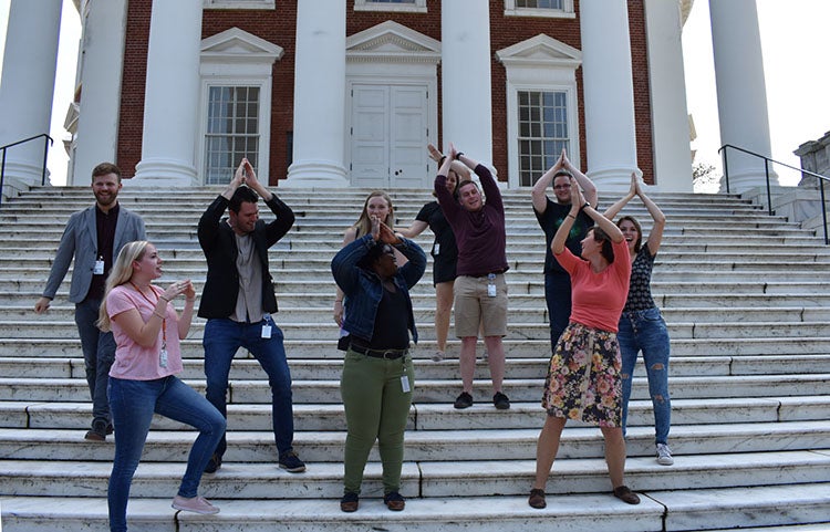 "The Lysine Dance" as performed by BIMS students on the steps of the Rotunda.