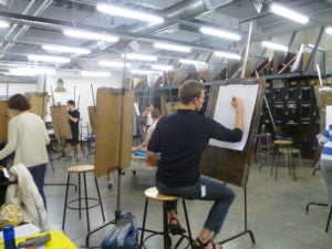 Photo of: uva students drawing in art class