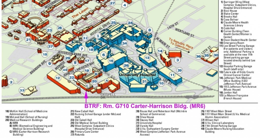 university of virginia campus map Hours Location Biorepository And Tissue Research Facility university of virginia campus map