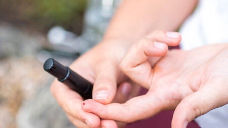 finger prick for diabetes test