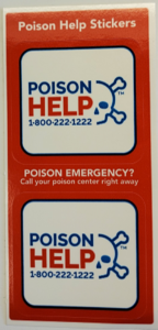 Sticker with the toll-free Poison Help logo and number