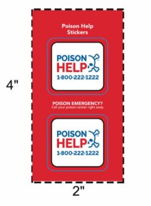 Sticker with the poison help number.