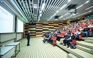 Academic lecture in an auditorium