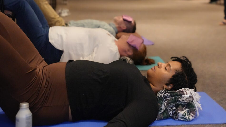 Team members from the UVA Comprehensive Cancer Center enjoyed the R3: Rest, Reset, Restore – Stress Management Session.