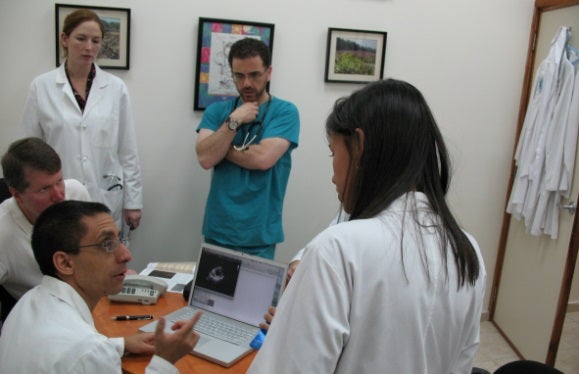 Uva doctors consult on a echo in the Dominican Republic