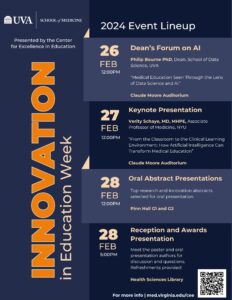 Blue and orange flyer with events of the week 