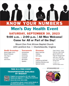 Men's Day Health Event @ Mount Zion First African Baptist Church | Charlottesville | Virginia | United States