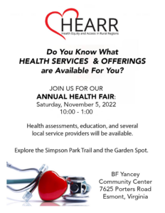 Yancy Community Health Fair @ Yancy School Community Center | Esmont | Virginia | United States