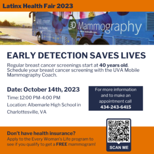 Latinx Health Fair- Breast Cancer Screening Event with UVA Mobile Mammography Coach @ Abermarle High School | Charlottesville | Virginia | United States