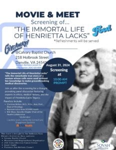 Movie & Meet Screening of " The Immortal Life of Henrietta Lacks" @ Calvary Baptist Church | Danville | Virginia | United States