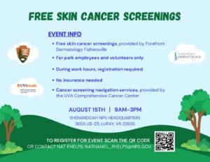 Free Skin Cancer Screening Event for Shenandoah Employees @ Shenandoah NPS Headquarters