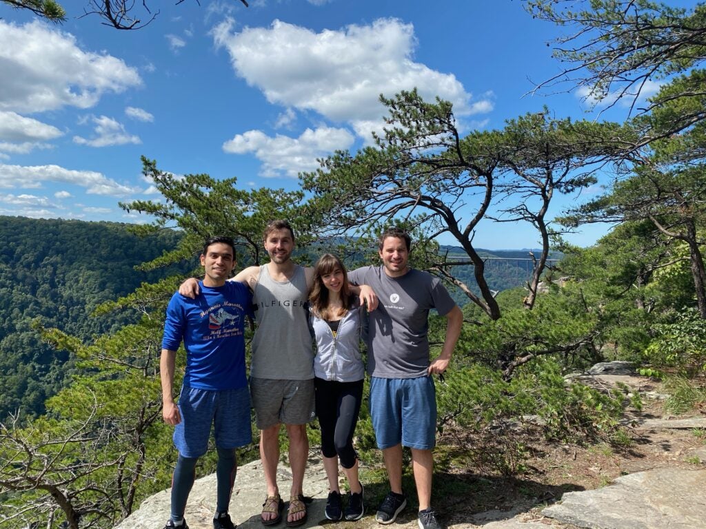Members of the UVA Dermatology department, hiking at the annual resident wellness retreat