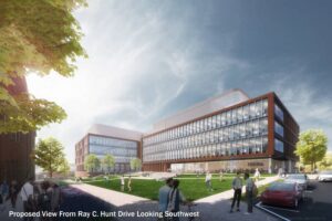 Proposed imagery of the new biotechnology institute at UVA. The picture is virtually generated.