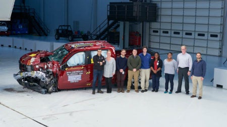 Emergency Medicine Research Office staff with Doctor O'Connor at crash test site