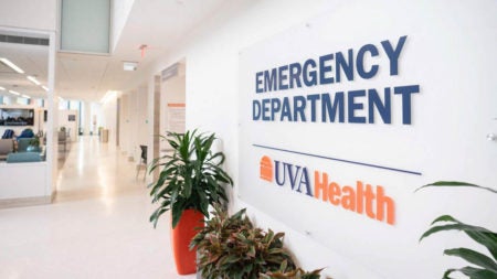 view of new emergency department lobby and sign