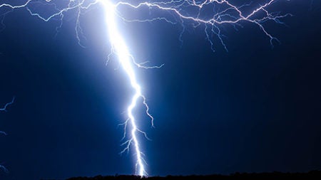 Picture of single lightning strike