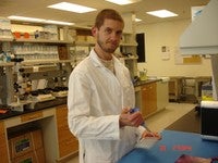 Photo of William Pitkin working in Siragy Lab