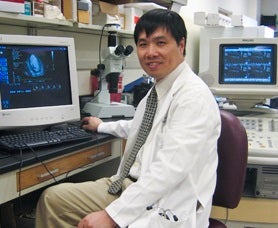 Dr. Liu working in a lab