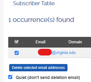 UVA Sympa verification of email deletion