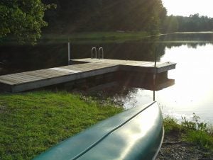 Lake and canoe
