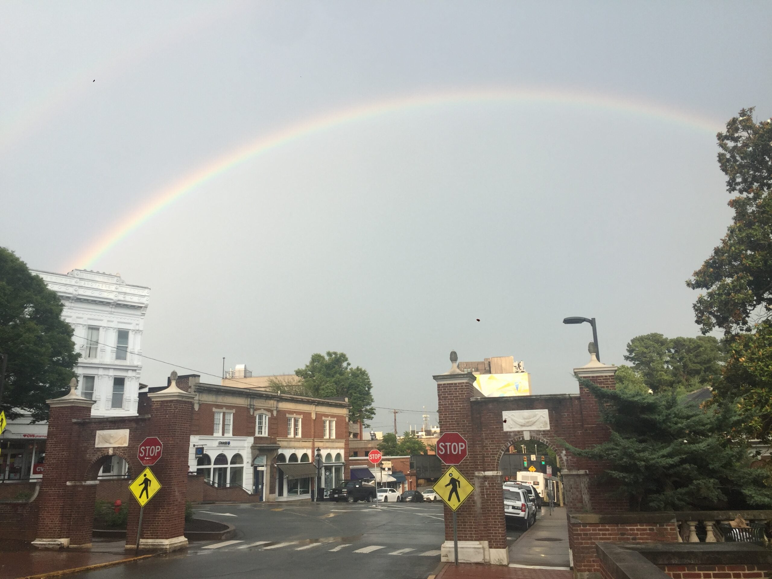 A rainbow arcing over UVA Medical Center