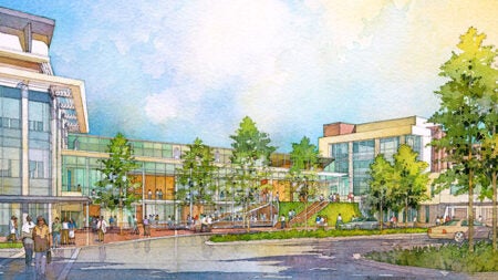 Watercolor drawing of the ERC building.
