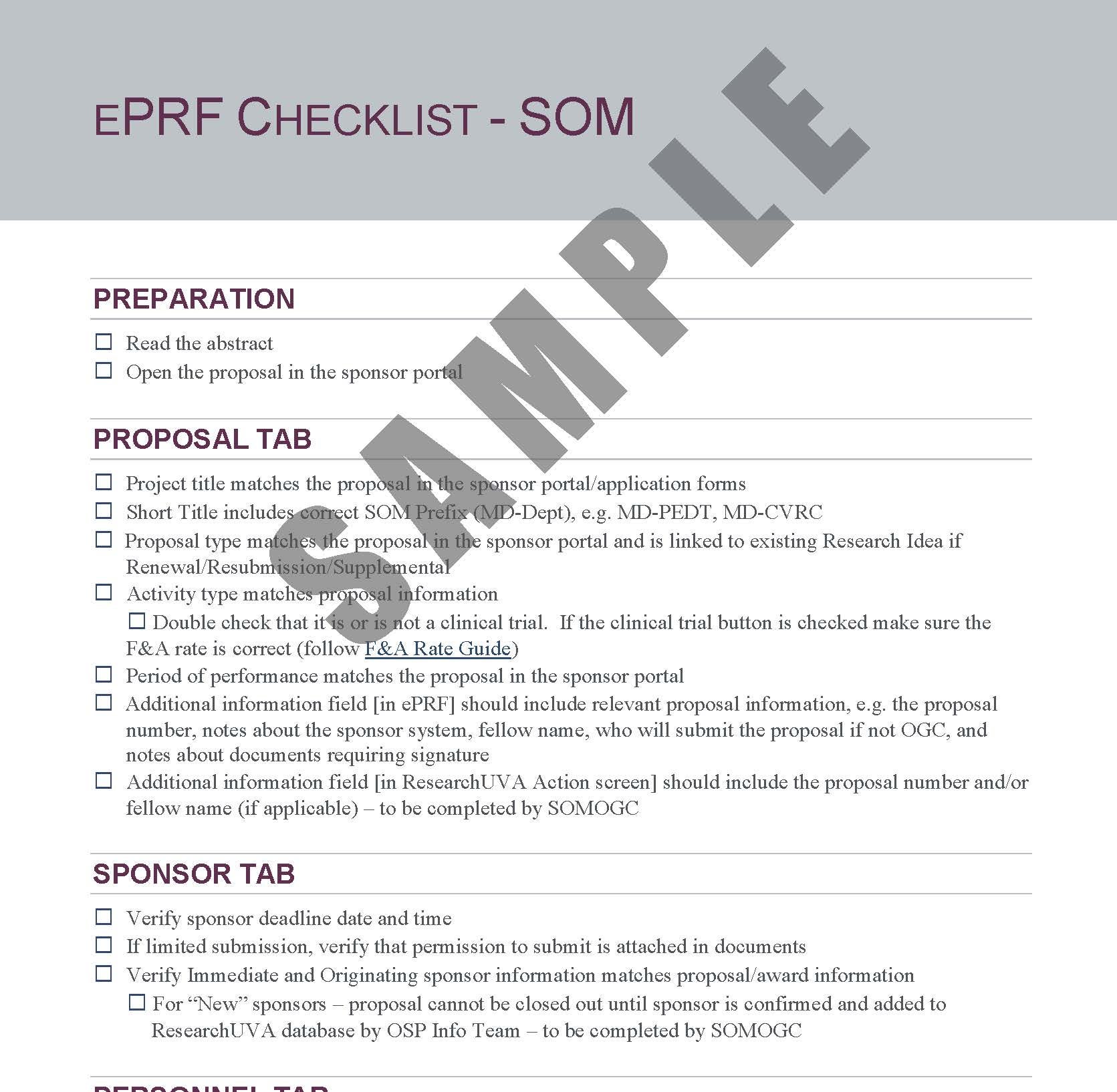 ePRF Checklist