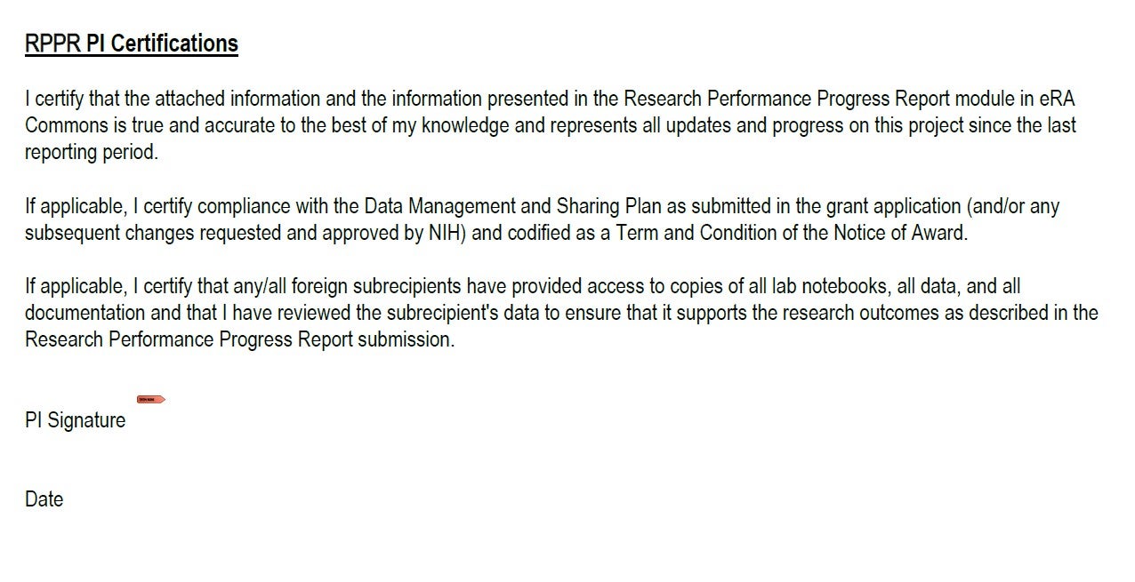 Approvals Document - RPPR Webform