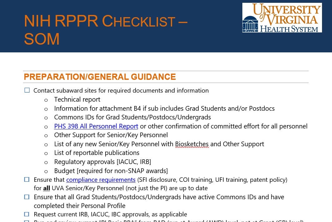 RPPR Checklist