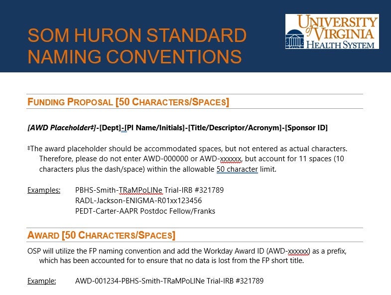 SOM Huron Naming Conventions