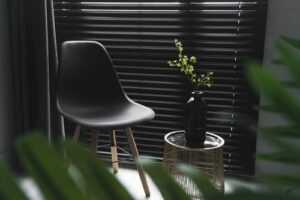 Black chair and plant