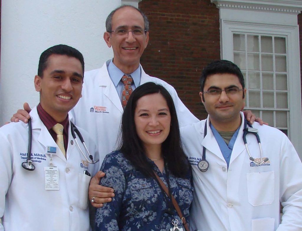 Nephrology faculty member with students
