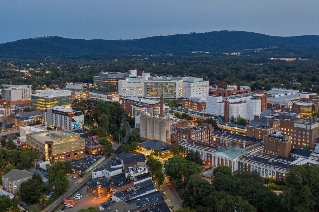 University of Virginia Health System, Aerial View at Night