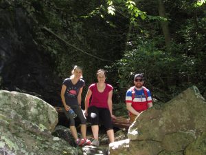 Residents hiking at White Rock Falls