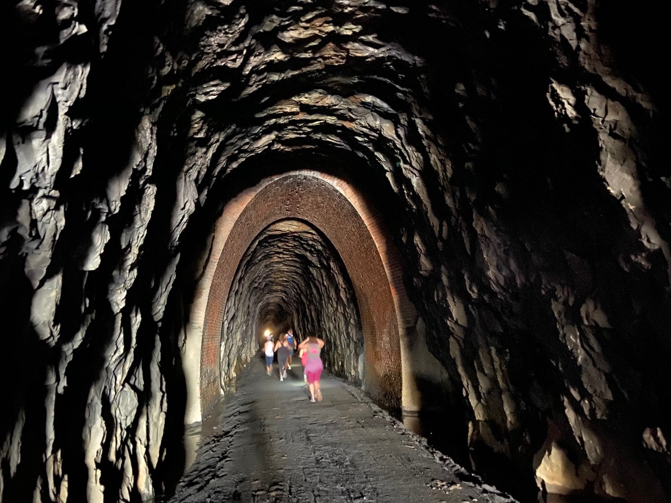 Hiking through a tunnel