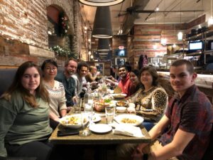 Irina Bochkis and her team have a celebratory dinner out