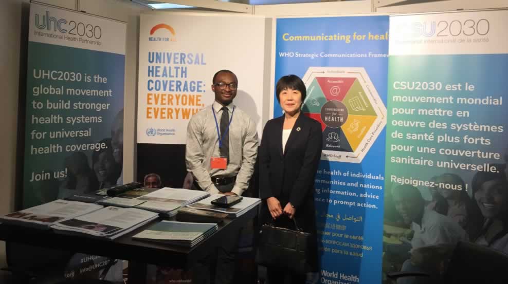 World Health Organization (WHO) intern Emmanuel Agyemang-Dua and WHO Assistant Director General for Universal Health Coverage and Health Systems Naoko Yamamoto 
