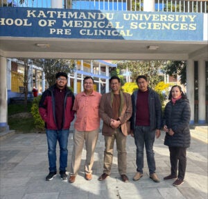 Dr. Rajesh Balkrishnan with members of the UVA research team in Nepal at Kathmandu university