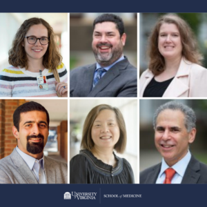 Collage photo of UVA grant collaborators: Lobo, Culp, Yan, Shakeri, Krupski, Schenkman.