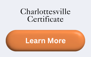 Charlottesville Certificate with button that says 