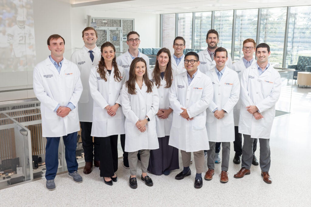 2024 Group photo of UVA PM&R Residents at Ivy Mountain Orthopaedic Center