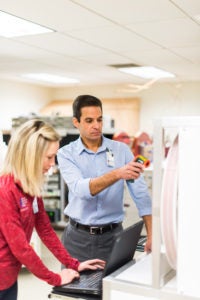 Dr. Jaime Mata, Associate Professor of Radiology and Medical Imaging, works in the hyperpolarized gas MR imaging lab