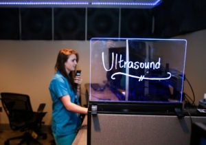 UVA Radiology Resident Nicole Kapral reads ultrasounds in the Body Reading Room