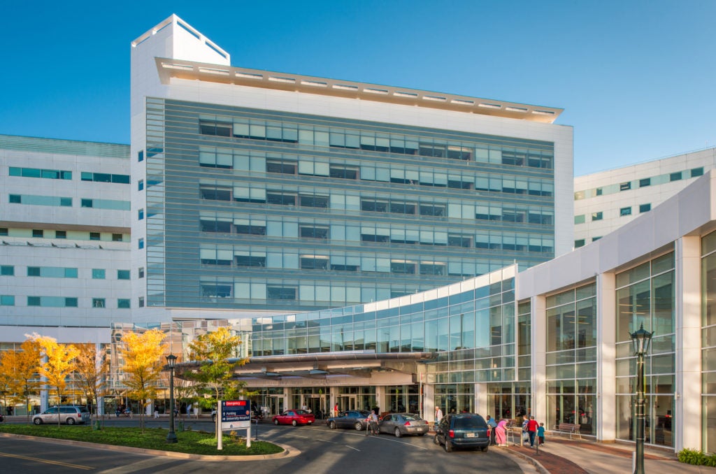 front of the UVA Medical Center building and patient drop-off area