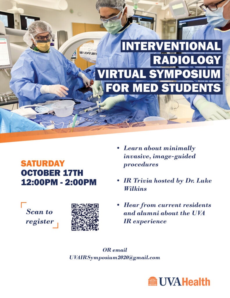 information about the 2020 UVA Interventional Radiology Virtual Symposium for medical students