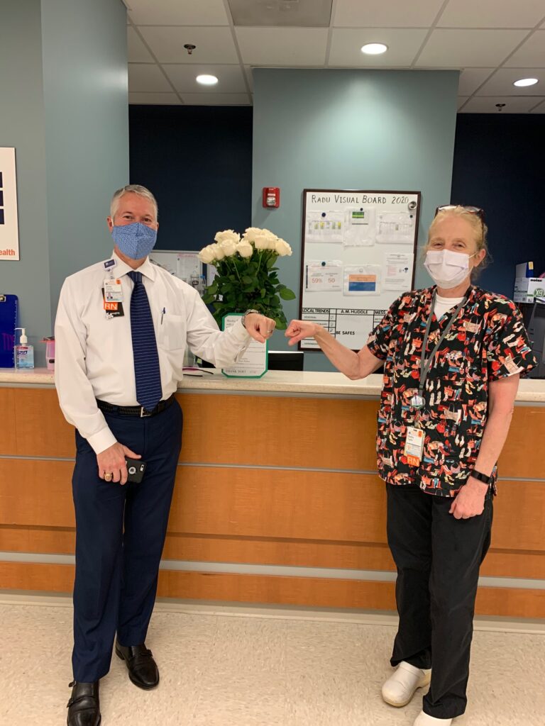 UVA Radiology COO James Carnes with retired nurse Martha Taylor