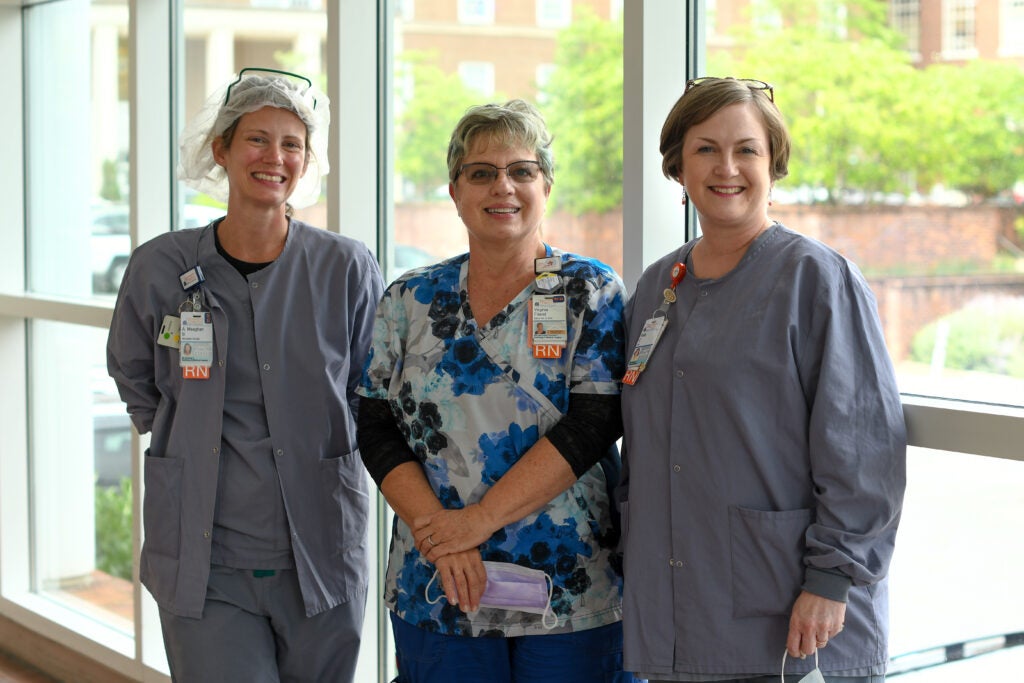 UVA Radiology Nurses Meaghan Burkett, Jenny Friend and Anita Carswell